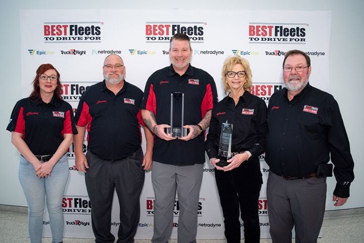 New this year is the Stratosphere award, presented to Garner Trucking. The award recognizes the top-scoring fleet in the Best Fleets Hall of Fame. - Photo: CarriersEdge