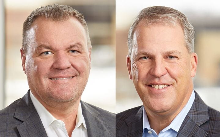 Bob Biesterfeld, left, stepped down as C.H. Robinson CEO. Scott Anderson, right, is interim CEO.