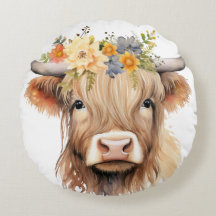 Audrey Cow Round Pillow