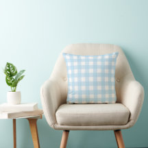 Baby Blue Plaid 16×16 Throw Pillow