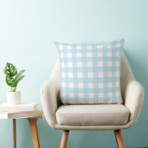 Baby Blue Plaid 20×20 Throw Pillow
