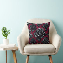 Black Rose 16×16 Throw Pillow