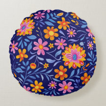 Blossoms in the Breeze Round Pillow