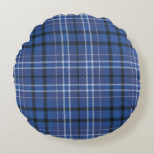 Blue Plaid Round Pillow
