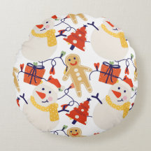Christmas Holiday Round Pillow