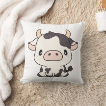 Cow Cow 2  16×16 Throw Pillow