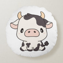 Cow Cow 2 Round Pillow