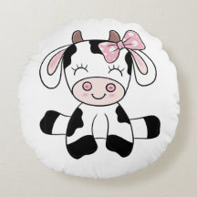 Cow Girl Round Pillow