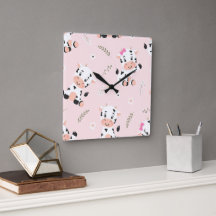 Cow Power Square Wall Clock