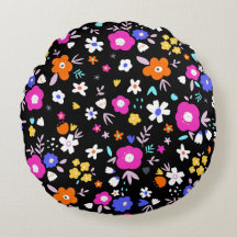 Floral Fun Round Pillow