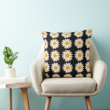 Flower Black 20×20 Throw Pillow