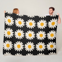 Flower Black 60×80 Fleece Blanket