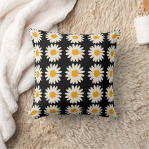 Flower Black  Throw Pillow