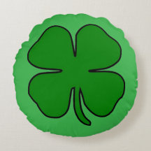 Four Leaf Love Round Pillow