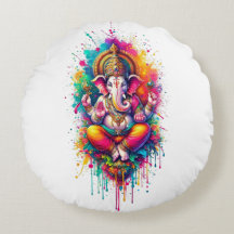 Ganesha 2 round pillow