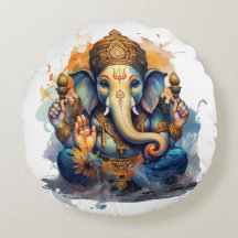 Ganesha, ganesh, ganapati remover of obstacles #2 round pillow