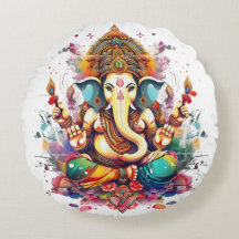 Ganesha, ganesh, ganapati remover of obstacles #3 round pillow