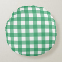 Green Plaid Round Pillow