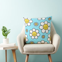 Happy Flowers 20×20 Throw Pillow
