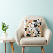 Kitty Wall 16×16 Throw Pillow