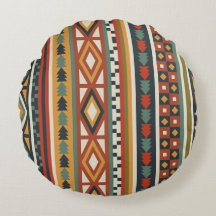Native Warrior Round Pillow