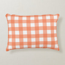 Orange Plaid Accent Pillow