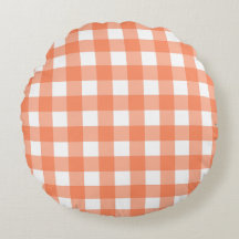 Orange Plaid Round Pillow