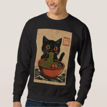 Ramen Noodle Eating: Cat mens sweatshirt