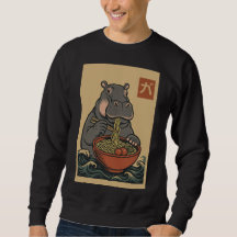 Ramen Noodle Eating: Hippo mens sweatshirt