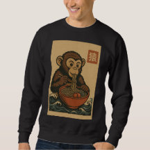 Ramen Noodle Eating: Monkey mens sweatshirt