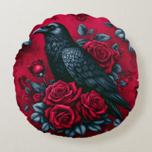 Raven Song Round Pillow