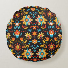Serene Petal Patterns Round Pillow
