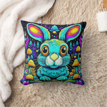 Weird Rabbit 16×16 Throw Pillow