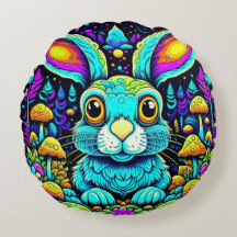 Weird Rabbit Round Pillow
