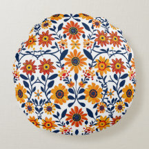 Whispering Blooms Round Pillow