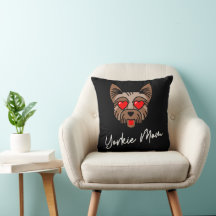 Yorkie Mom 3 16×16 Throw Pillow