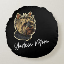 Yorkie Mom Round Pillow